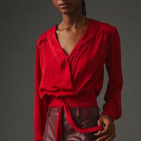 By Anthropologie tie-front blouse - Picture 3 of 4